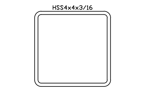 Anteprima del simbolo HSS4x4x3/16, blocco AISC_HSS4X4X3_16