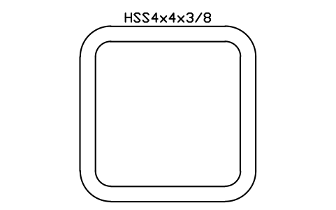 Anteprima del simbolo HSS4x4x3/8, blocco AISC_HSS4X4X3_8