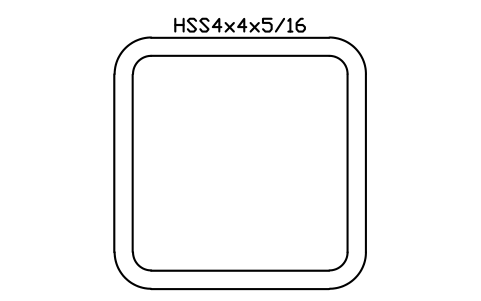 Anteprima del simbolo HSS4x4x5/16, blocco AISC_HSS4X4X5_16