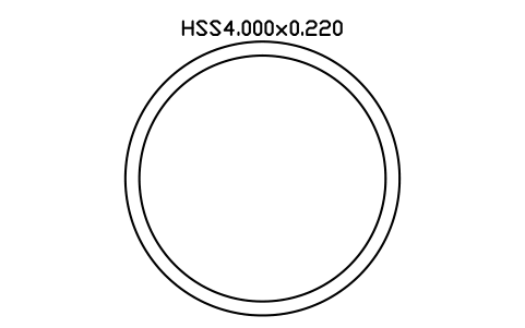 Anteprima del simbolo HSS4.000x0.220, blocco AISC_HSS4_000X0_220