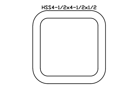 Anteprima del simbolo HSS4-1/2x4-1/2x1/2, blocco AISC_HSS4_1_2X4_1_2X1_2
