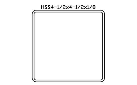 Anteprima del simbolo HSS4-1/2x4-1/2x1/8, blocco AISC_HSS4_1_2X4_1_2X1_8