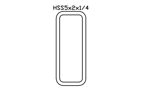 Anteprima del simbolo HSS5x2x1/4, blocco AISC_HSS5X2X1_4