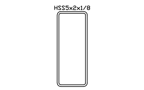 Anteprima del simbolo HSS5x2x1/8, blocco AISC_HSS5X2X1_8