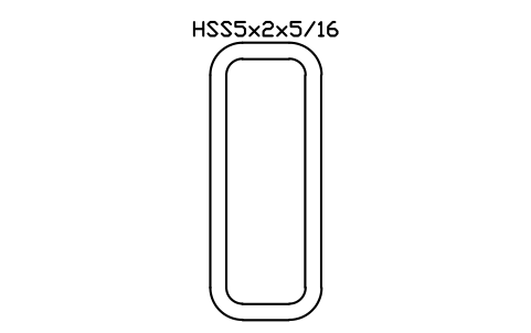 Anteprima del simbolo HSS5x2x5/16, blocco AISC_HSS5X2X5_16