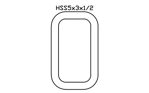 Anteprima del simbolo HSS5x3x1/2, blocco AISC_HSS5X3X1_2