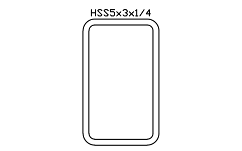 Anteprima del simbolo HSS5x3x1/4, blocco AISC_HSS5X3X1_4