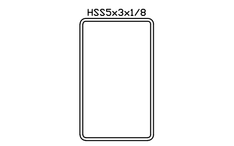 Anteprima del simbolo HSS5x3x1/8, blocco AISC_HSS5X3X1_8