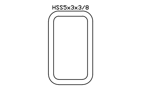 Anteprima del simbolo HSS5x3x3/8, blocco AISC_HSS5X3X3_8