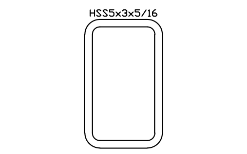 Anteprima del simbolo HSS5x3x5/16, blocco AISC_HSS5X3X5_16