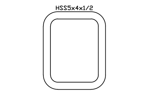 Anteprima del simbolo HSS5x4x1/2, blocco AISC_HSS5X4X1_2