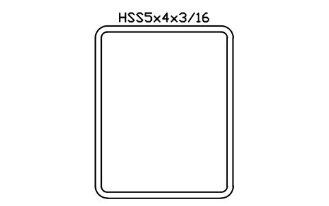 Anteprima del simbolo HSS5x4x3/16, blocco AISC_HSS5X4X3_16