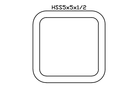 Anteprima del simbolo HSS5x5x1/2, blocco AISC_HSS5X5X1_2