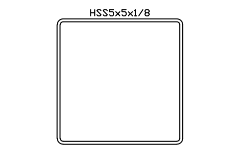 Anteprima del simbolo HSS5x5x1/8, blocco AISC_HSS5X5X1_8