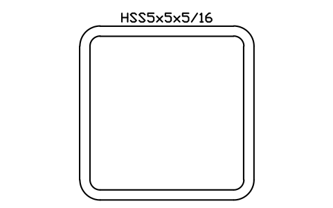 Anteprima del simbolo HSS5x5x5/16, blocco AISC_HSS5X5X5_16