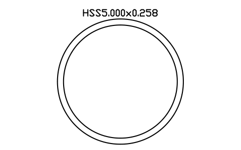 Anteprima del simbolo HSS5.000x0.258, blocco AISC_HSS5_000X0_258