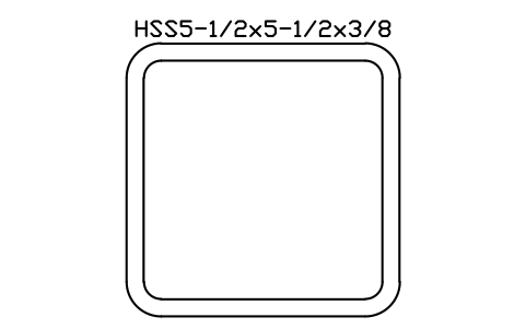 Anteprima del simbolo HSS5-1/2x5-1/2x3/8, blocco AISC_HSS5_1_2X5_1_2X3_8
