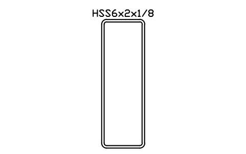 Anteprima del simbolo HSS6x2x1/8, blocco AISC_HSS6X2X1_8