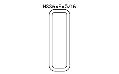 Anteprima del simbolo HSS6x2x5/16, blocco AISC_HSS6X2X5_16