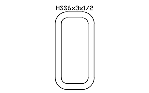 Anteprima del simbolo HSS6x3x1/2, blocco AISC_HSS6X3X1_2