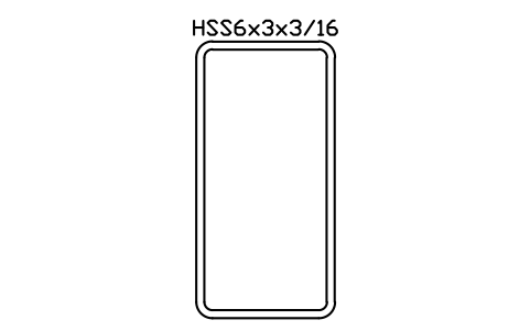 Anteprima del simbolo HSS6x3x3/16, blocco AISC_HSS6X3X3_16