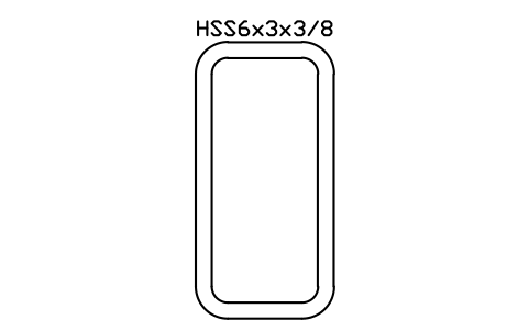 Anteprima del simbolo HSS6x3x3/8, blocco AISC_HSS6X3X3_8