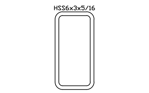 Anteprima del simbolo HSS6x3x5/16, blocco AISC_HSS6X3X5_16