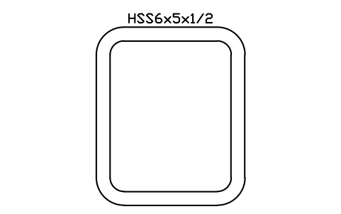 Anteprima del simbolo HSS6x5x1/2, blocco AISC_HSS6X5X1_2