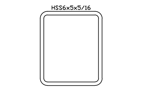 Anteprima del simbolo HSS6x5x5/16, blocco AISC_HSS6X5X5_16