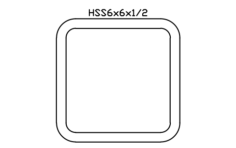 Anteprima del simbolo HSS6x6x1/2, blocco AISC_HSS6X6X1_2