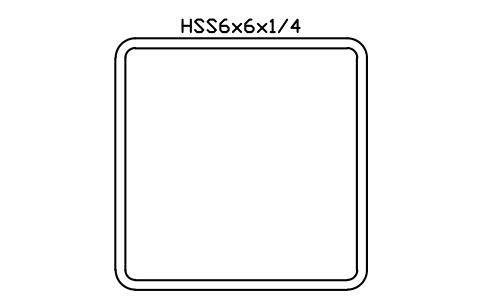 Anteprima del simbolo HSS6x6x1/4, blocco AISC_HSS6X6X1_4