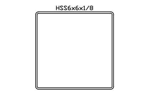 Anteprima del simbolo HSS6x6x1/8, blocco AISC_HSS6X6X1_8
