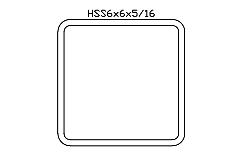 Anteprima del simbolo HSS6x6x5/16, blocco AISC_HSS6X6X5_16
