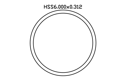 Anteprima del simbolo HSS6.000x0.312, blocco AISC_HSS6_000X0_312