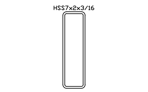 Anteprima del simbolo HSS7x2x3/16, blocco AISC_HSS7X2X3_16