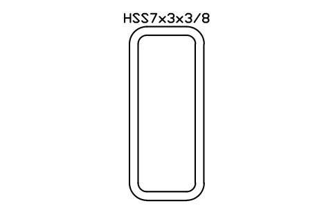 Anteprima del simbolo HSS7x3x3/8, blocco AISC_HSS7X3X3_8