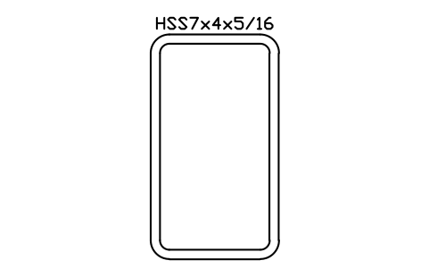 Anteprima del simbolo HSS7x4x5/16, blocco AISC_HSS7X4X5_16