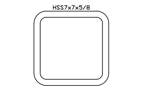 Anteprima del simbolo HSS7x7x5/8, blocco AISC_HSS7X7X5_8