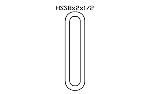 Anteprima del simbolo HSS8x2x1/2, blocco AISC_HSS8X2X1_2