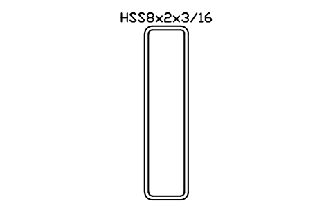 Anteprima del simbolo HSS8x2x3/16, blocco AISC_HSS8X2X3_16