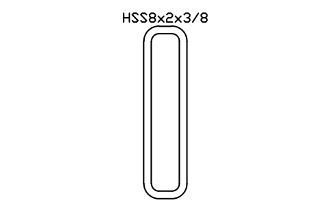 Anteprima del simbolo HSS8x2x3/8, blocco AISC_HSS8X2X3_8