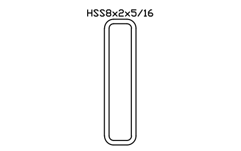 Anteprima del simbolo HSS8x2x5/16, blocco AISC_HSS8X2X5_16