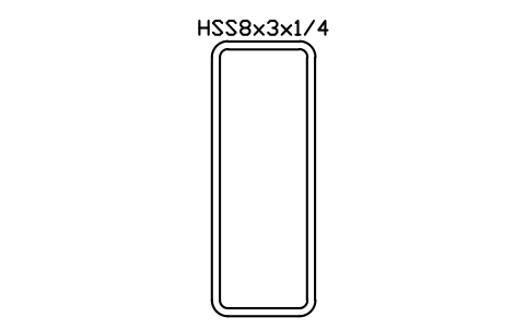 Anteprima del simbolo HSS8x3x1/4, blocco AISC_HSS8X3X1_4