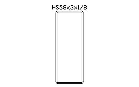 Anteprima del simbolo HSS8x3x1/8, blocco AISC_HSS8X3X1_8