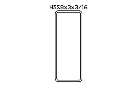Anteprima del simbolo HSS8x3x3/16, blocco AISC_HSS8X3X3_16