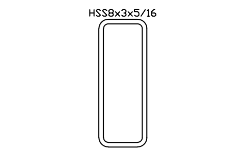 Anteprima del simbolo HSS8x3x5/16, blocco AISC_HSS8X3X5_16