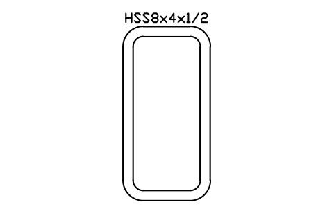 Anteprima del simbolo HSS8x4x1/2, blocco AISC_HSS8X4X1_2