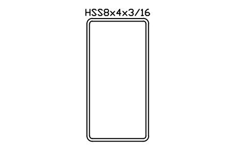 Anteprima del simbolo HSS8x4x3/16, blocco AISC_HSS8X4X3_16