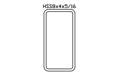 Anteprima del simbolo HSS8x4x5/16, blocco AISC_HSS8X4X5_16