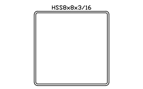 Anteprima del simbolo HSS8x8x3/16, blocco AISC_HSS8X8X3_16